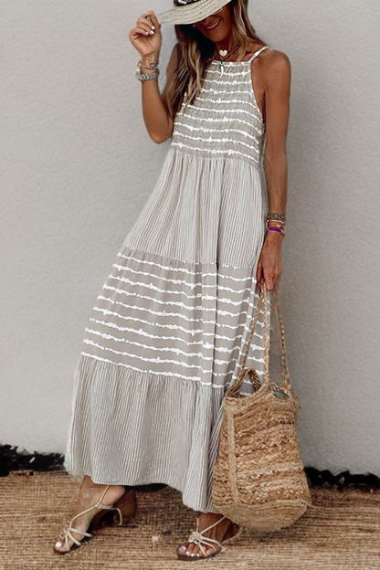 Leona | Maxi Dress with Sweetheart Neckline and Stripes