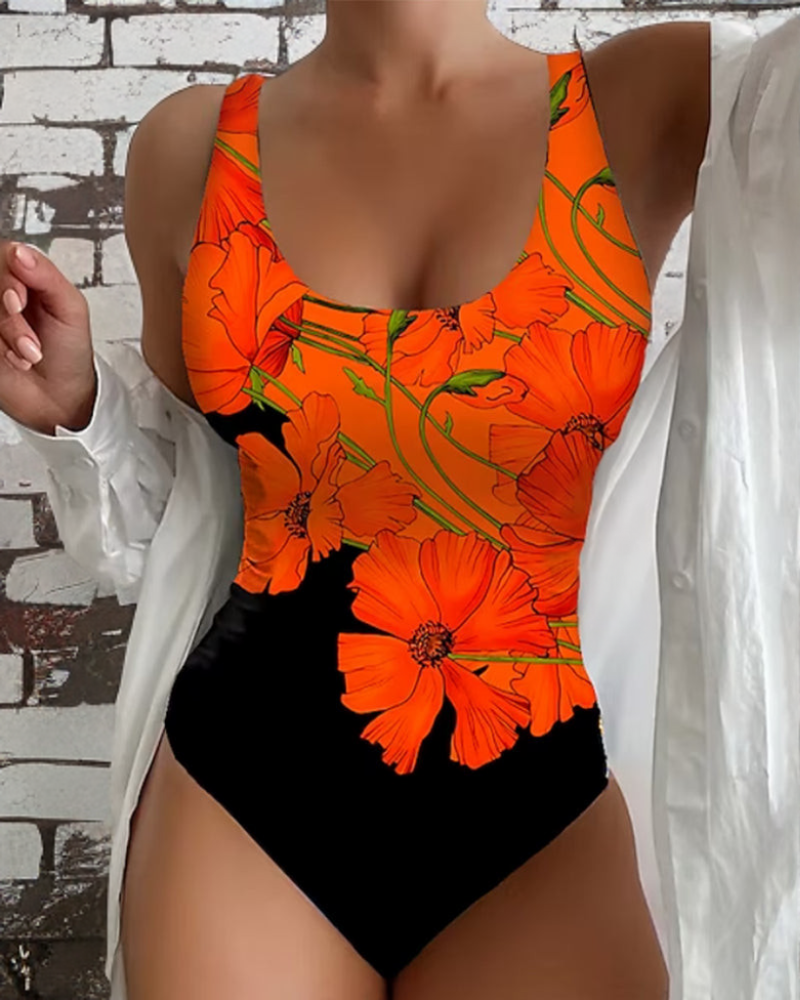 Lucyna - Stylish One-Piece Swimsuit with Floral Print