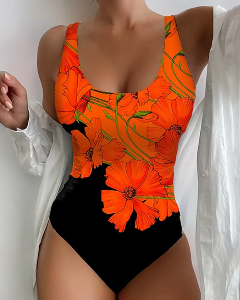 Lucyna - Stylish One-Piece Swimsuit with Floral Print