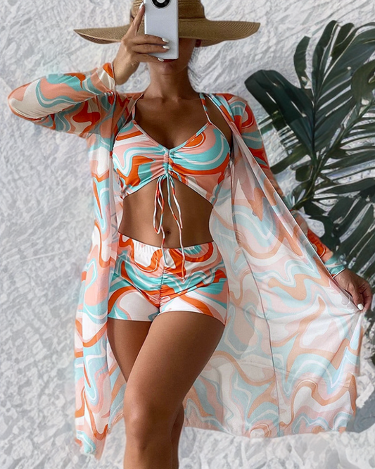 Maude - Printed Three-Piece Swimsuit