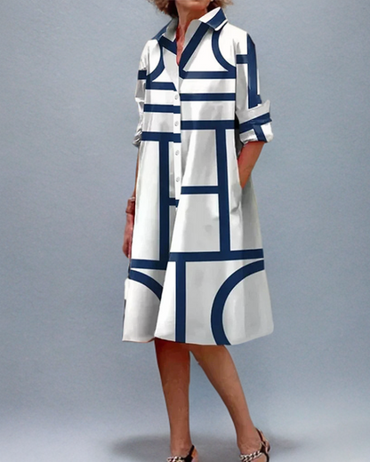 Allegra | Geometric Print Dress with Pockets