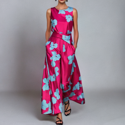 Fifer | Pink-Red Sleeveless Maxi Dress