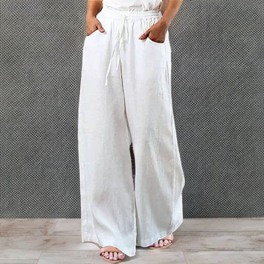 Nerida - Casual Wide-Leg Cotton and Linen Trousers for Women