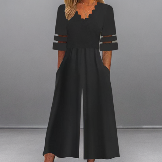 Aldona - Elegant Black Jumpsuit with Side Pockets