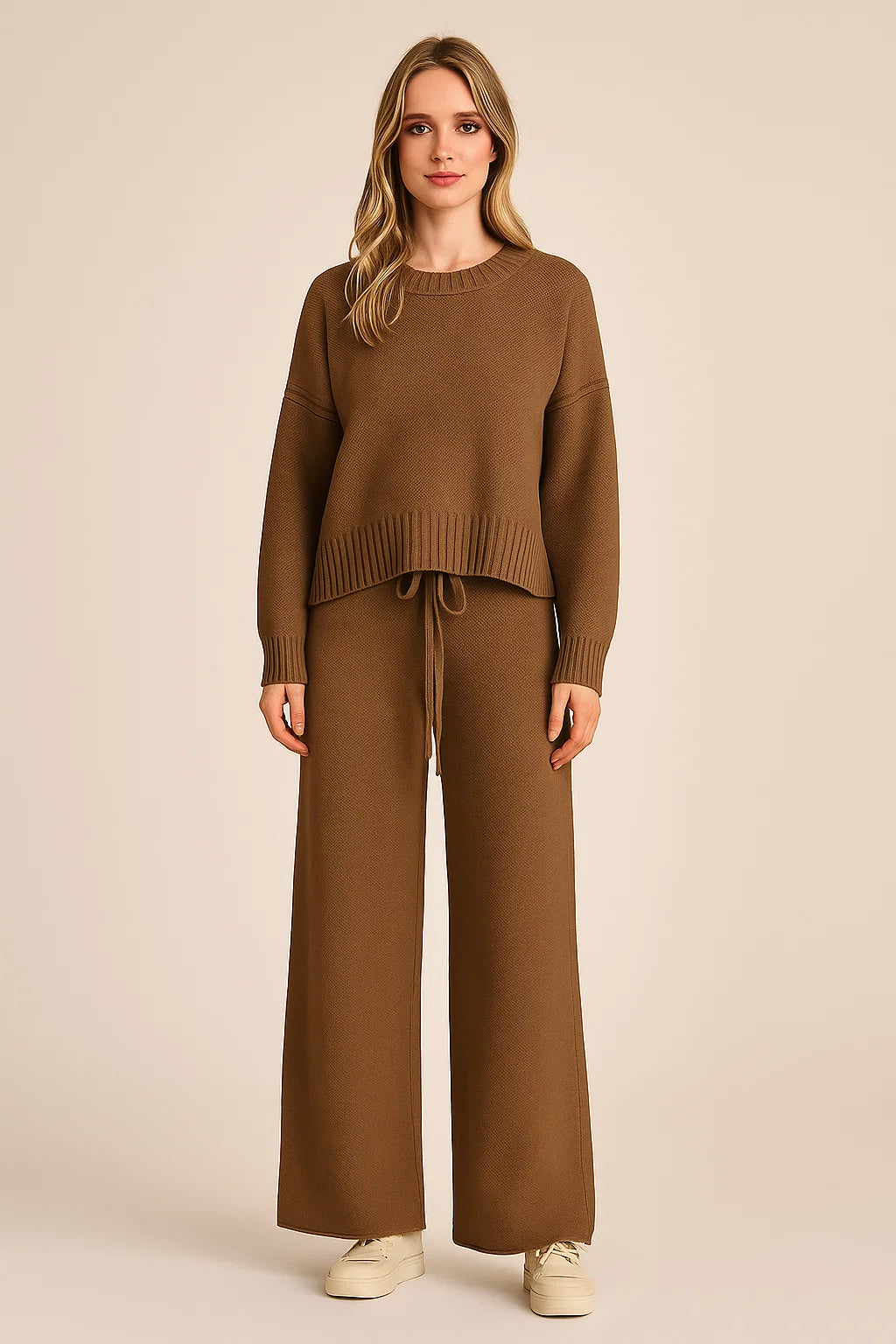 Two-Piece Set – Loose Sweater & Wide-Leg Pants