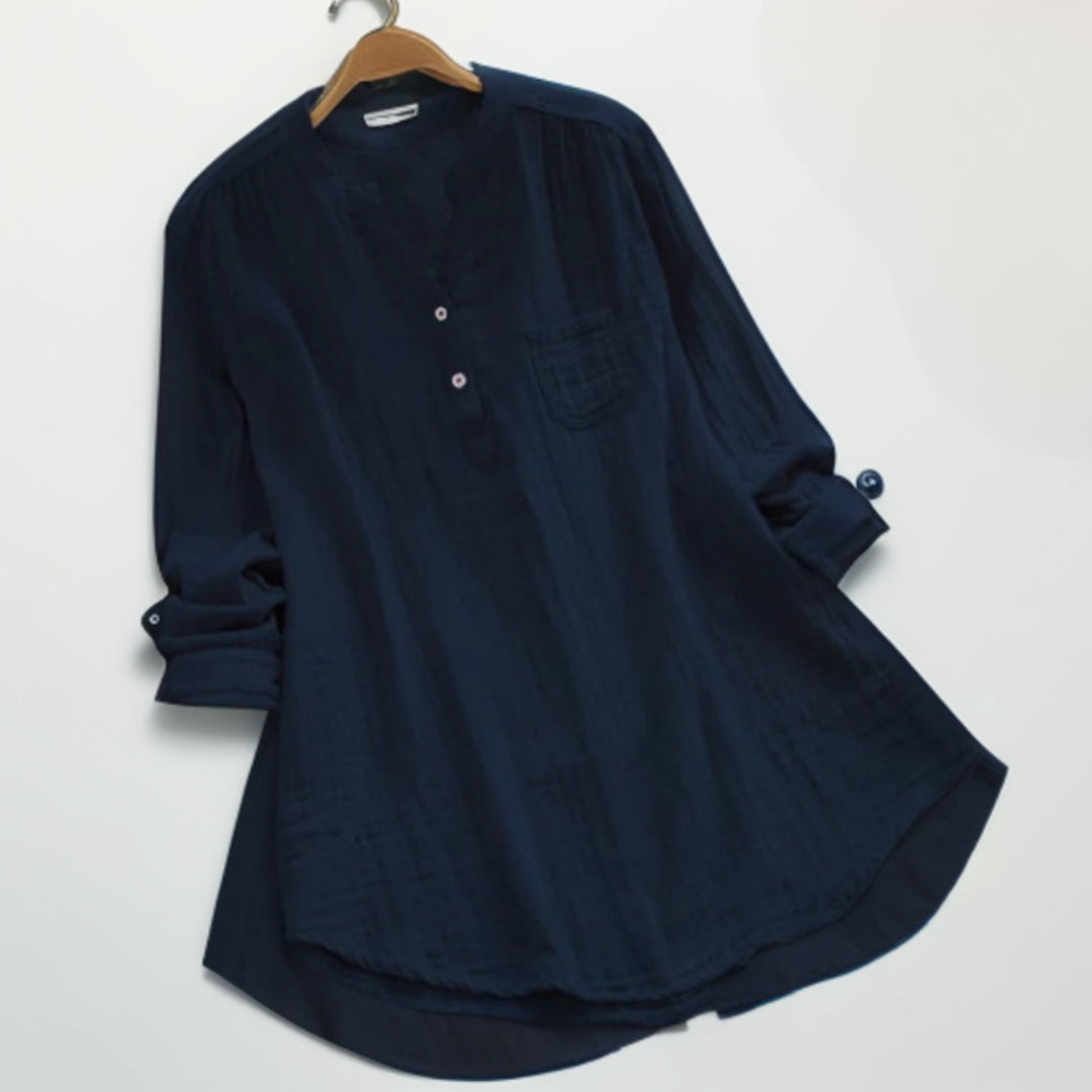 Molly Comfort Shirt┃ V-Neck with Buttons and Pockets