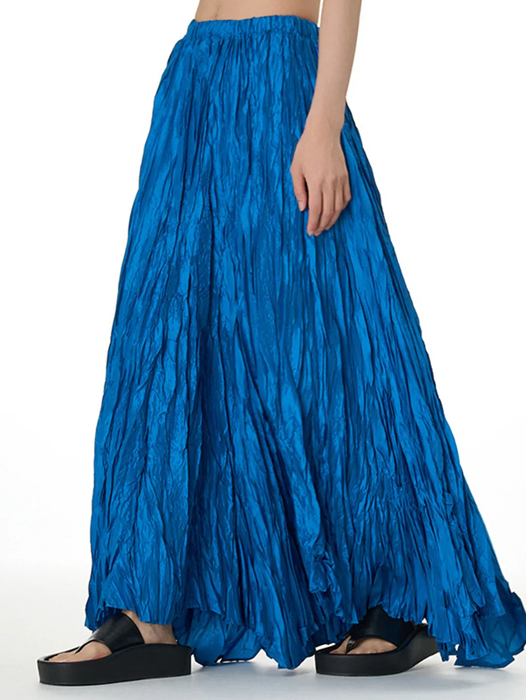 Norris - Elegant Ruched Pleated Maxi Skirt with Stretchy Waistband