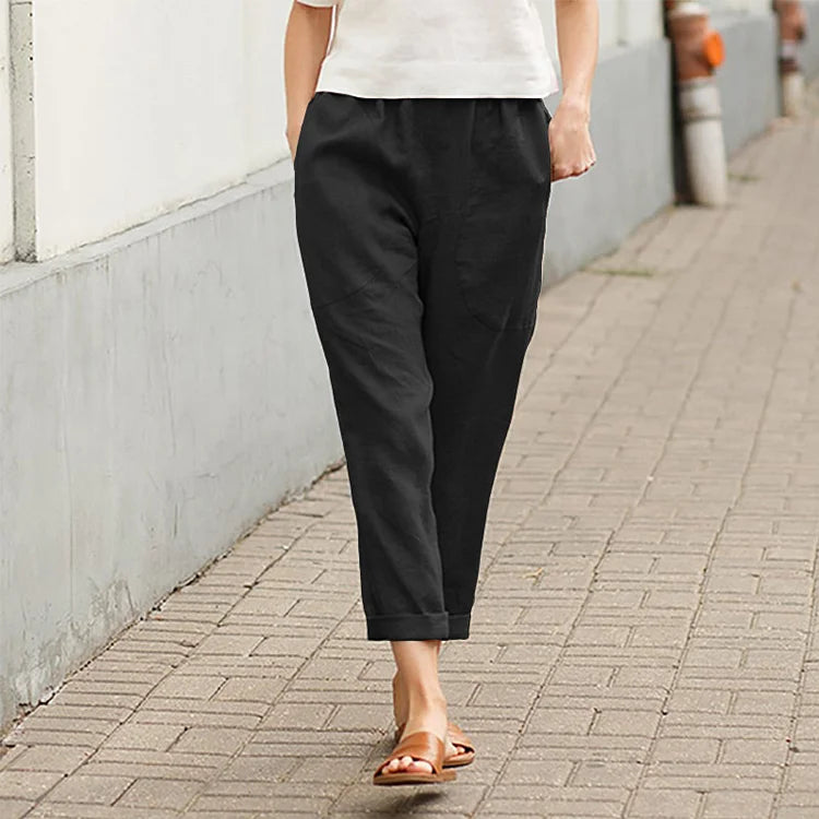 Casual Solid Color Straight Leg Trousers for Everyday Wear