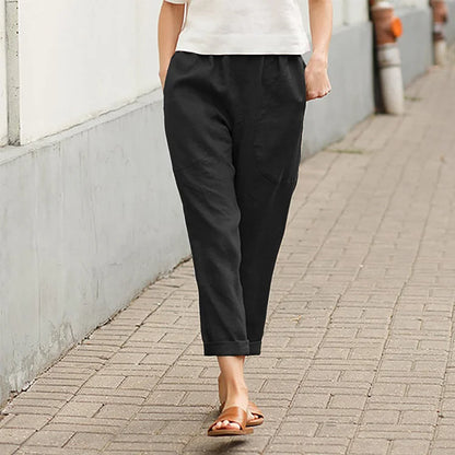 Casual Solid Color Straight Leg Trousers for Everyday Wear