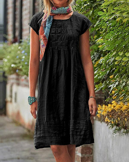 Elegant Casual Vintage Linen Dresses for Women - Timeless Solid Style