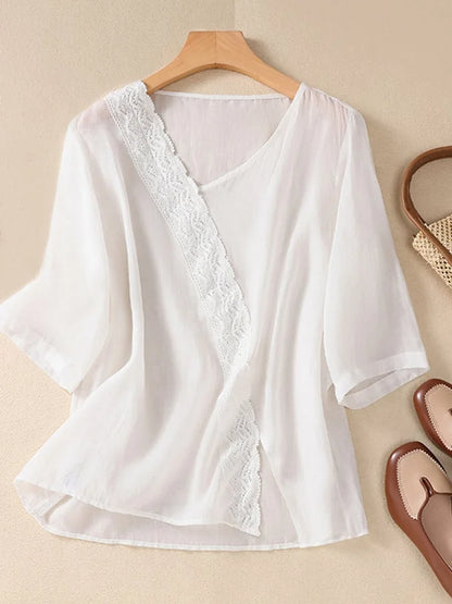 Lacey – Elegant cotton linen blouse