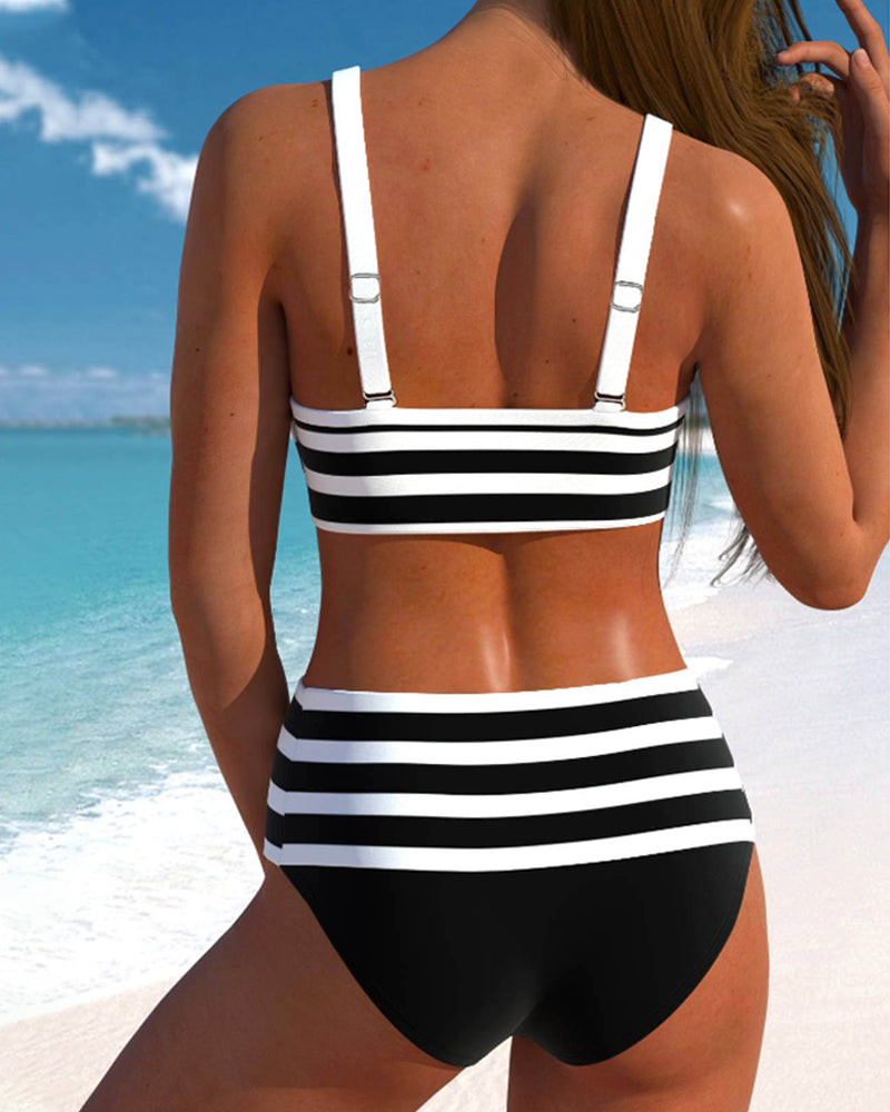 Gayle - Striped High-Waisted Bikini Set