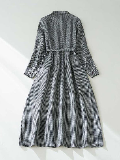 Women's Boho Jacquard Plaid Dress with Pockets