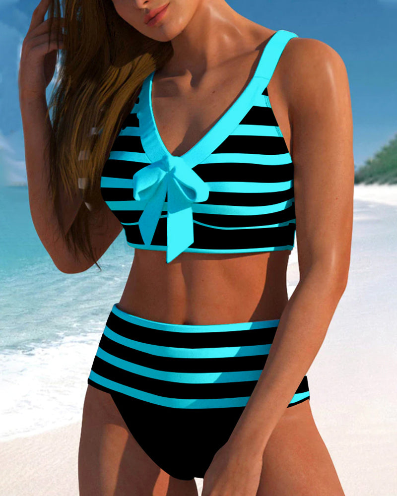 Gayle - Striped High-Waisted Bikini Set