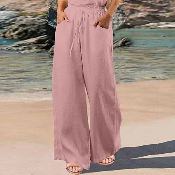 Nerida - Casual Wide-Leg Cotton and Linen Trousers for Women