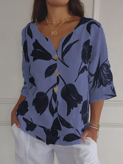 Vivian V-Neck Tunic Top - Exclusive Artistic Design