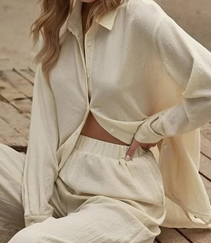 Lara | Long-Sleeve Shirt and Wide-Leg Linen Pants