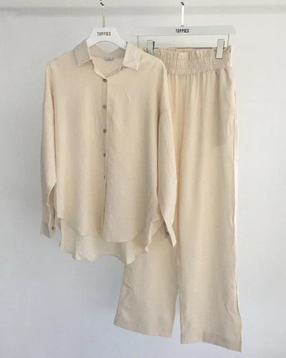 Linen Set - Casual Shirt and Stretchy Trousers