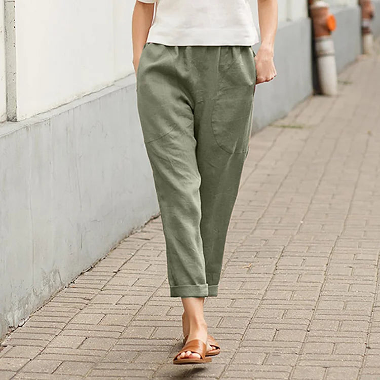 Casual Solid Color Straight Leg Trousers for Everyday Wear