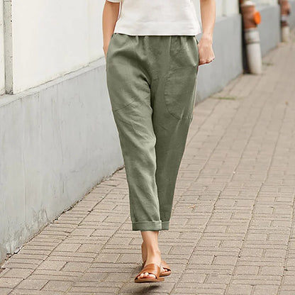 Easygoing Solid Color Straight Fit Cotton Pants