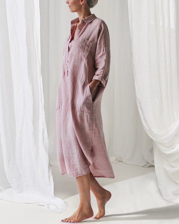 Dusty Pink Casual Shirt Dress