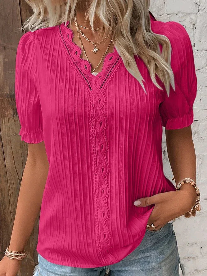 Chic V-Neck Lace Top: Effortless Sophistication