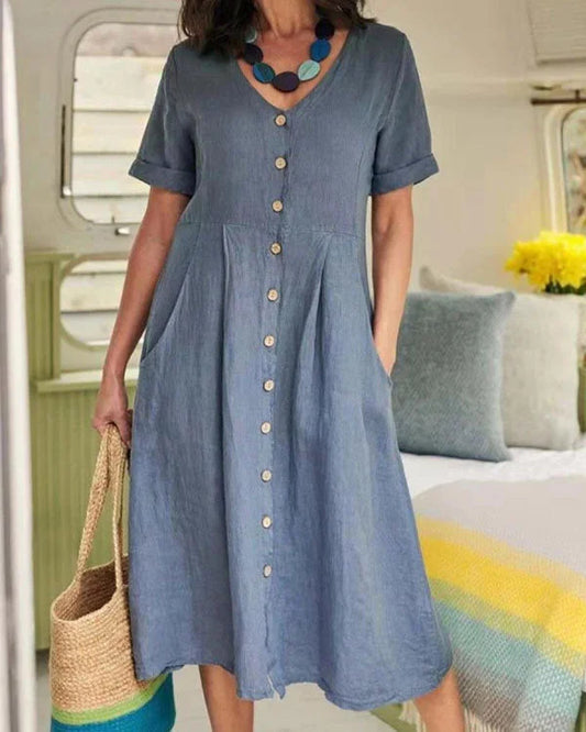 Joana Elegance - Effortlessly Chic Linen Dress