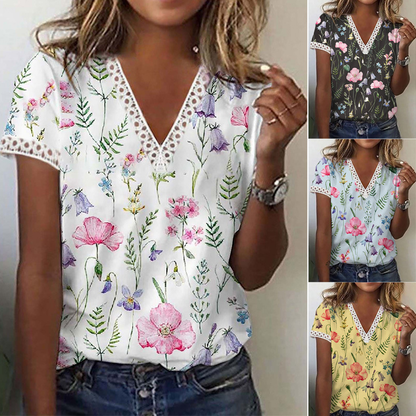 Floral Short Sleeve Top - Embrace Summer Elegance