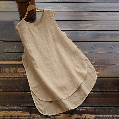 Opal - Comfortable Sleeveless T-Shirt with Round Neck