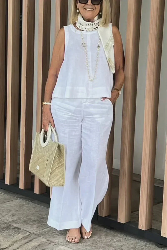 Sleeveless Cotton and Linen Jumpsuit