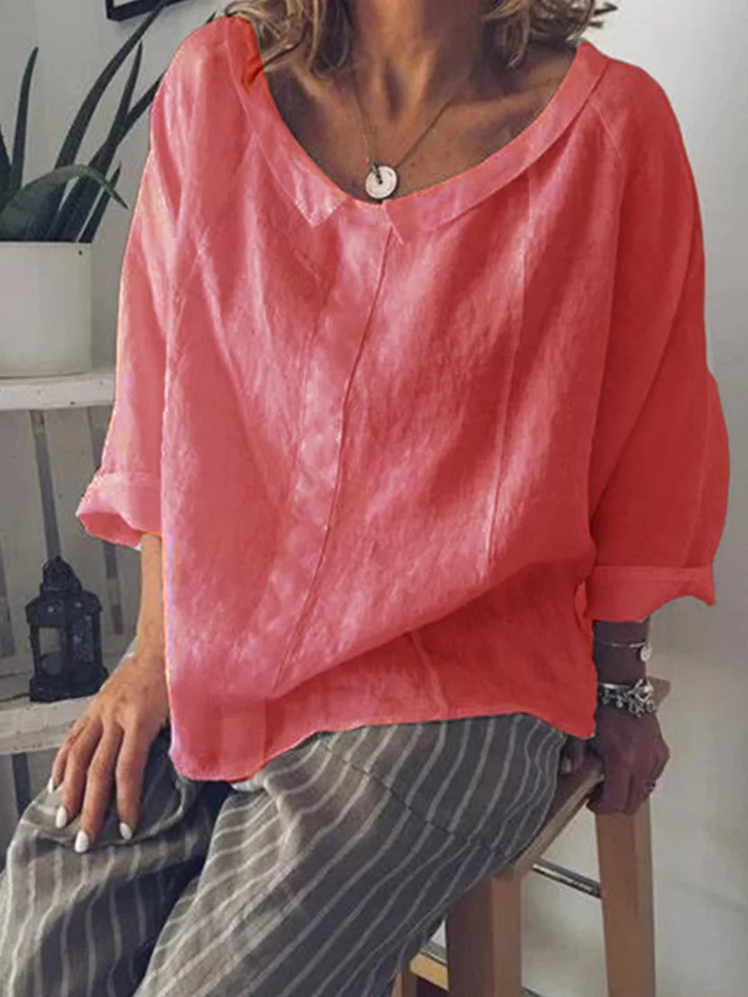 Luna – Soft linen pullover shirt