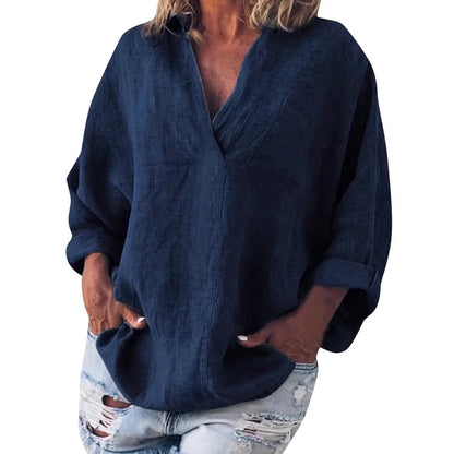 Vibrant Casual V Neck Long Sleeve Top