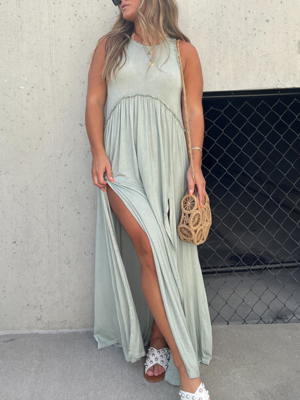 Effortless Chic Loose Fit Maxi Dress with Stylish Slit