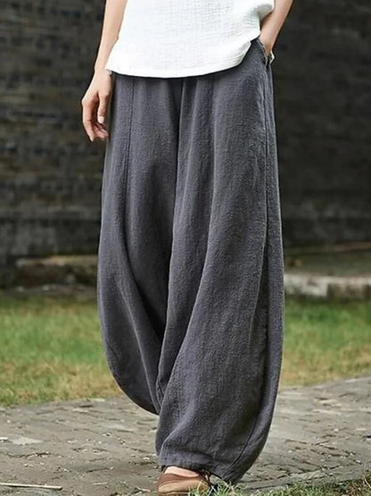 Retro Casual Loose Pocket Lantern Pants