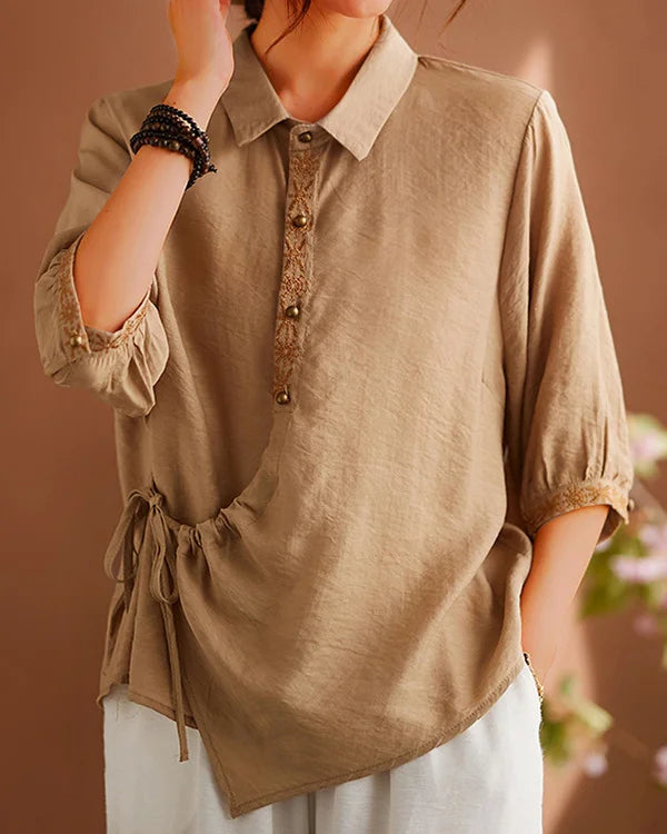 Romie – Cool ramie shirt with stitches