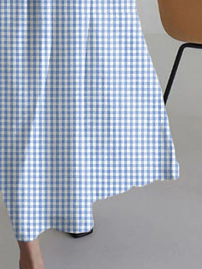 Women’s Casual Checked Printed Maxi Dress