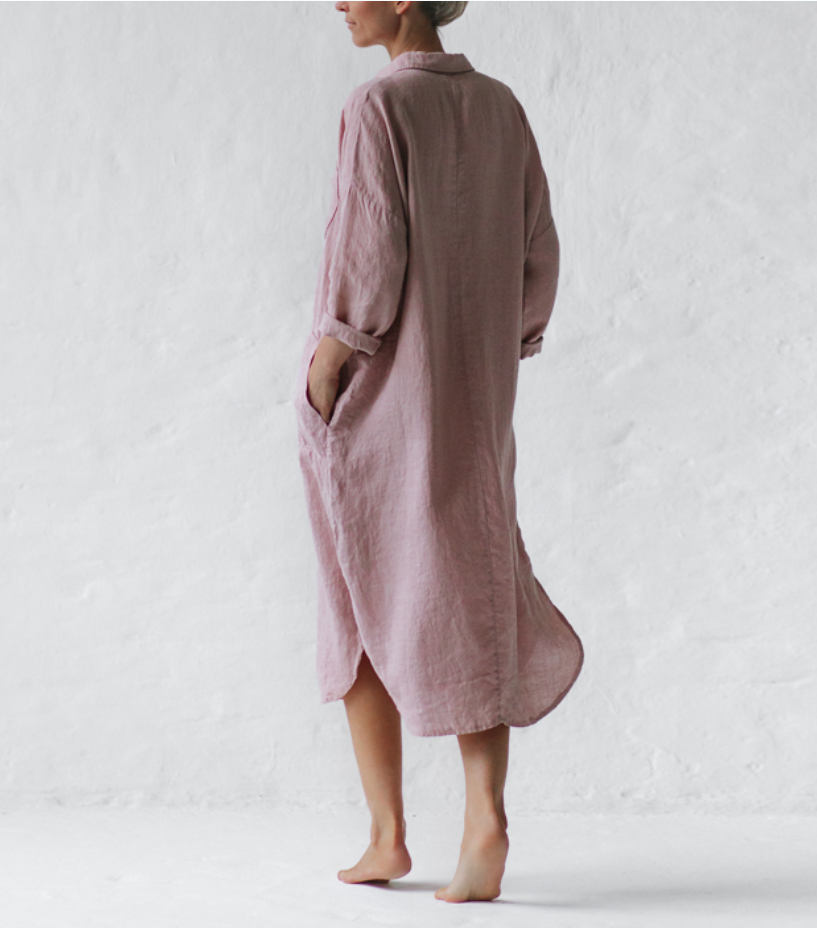 Dusty Pink Casual Shirt Dress