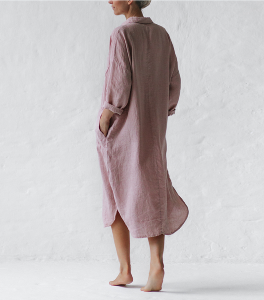 Dusty Pink Casual Shirt Dress