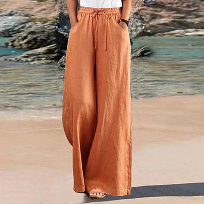 Nerida - Casual Wide-Leg Cotton and Linen Trousers for Women