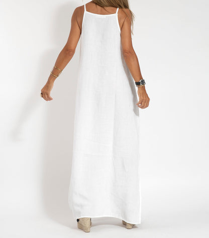 Elegant Sleeveless Long Cotton-Linen Dress for Women - Timeless Chic 2023