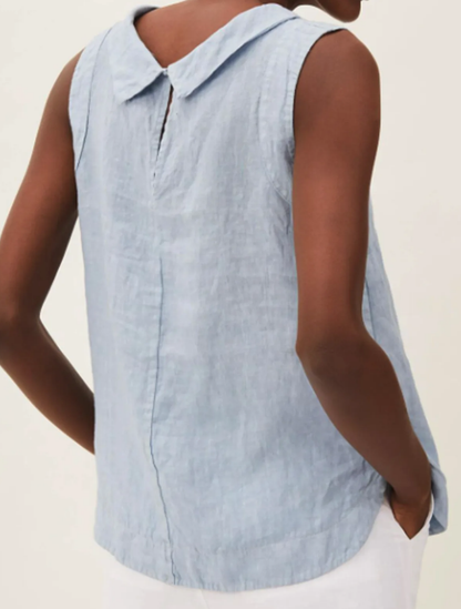 Linen Blouse with Short Sleeves and Round Neckline – Summer Lightness