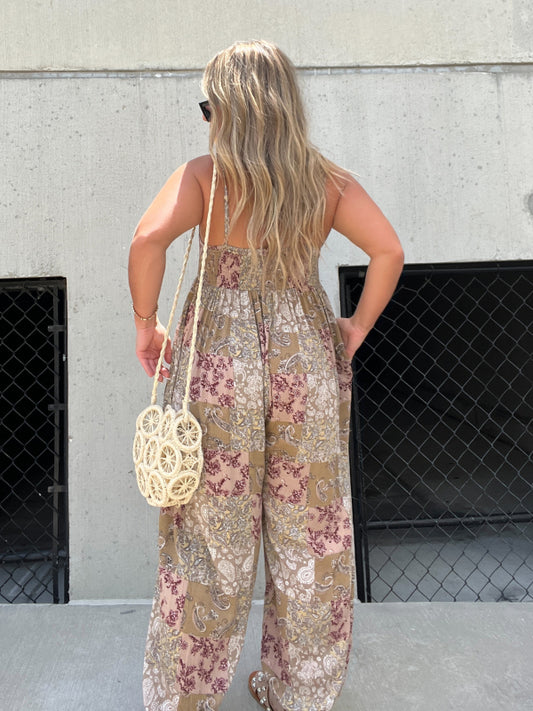 Vibrant Patterned Relaxed Fit Jumpsuit