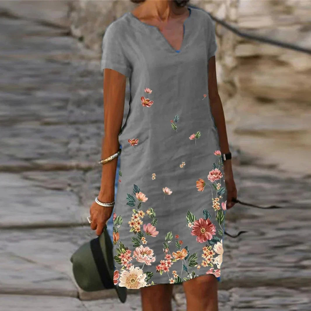 Printed Cotton-Linen Dress - Effortless Summer Elegance