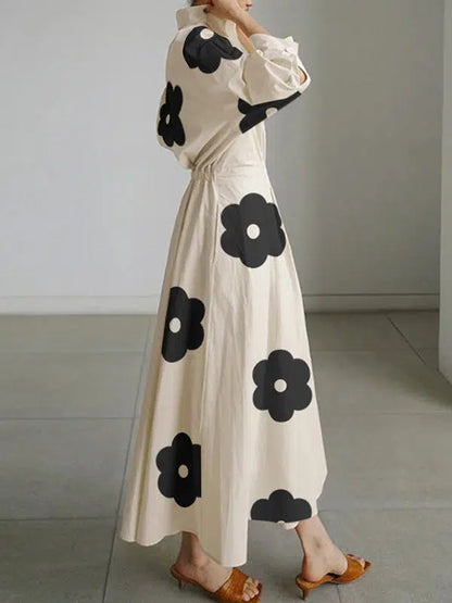 Evelina - Romantic Floral Maxi Dress with V-Neck Design