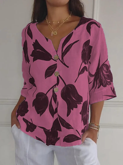 Vivian V-Neck Tunic Top - Exclusive Artistic Design