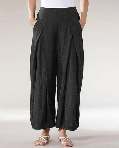 Rai - Wide Leg Linen Trousers in Stylish and Elegant Design