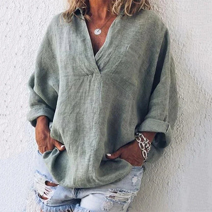 Vibrant Casual V Neck Long Sleeve Top