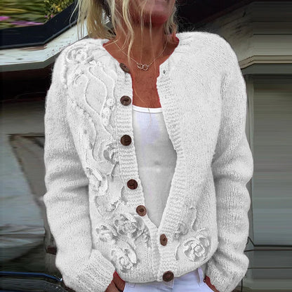 Retro Blossom Knit Relaxed Sweater