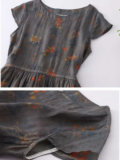 Bohemian Floral Print Casual Dress for Women