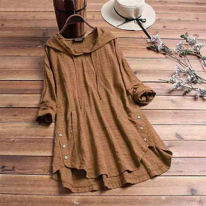 Hooded Plaid Long Sleeve Casual Shirt